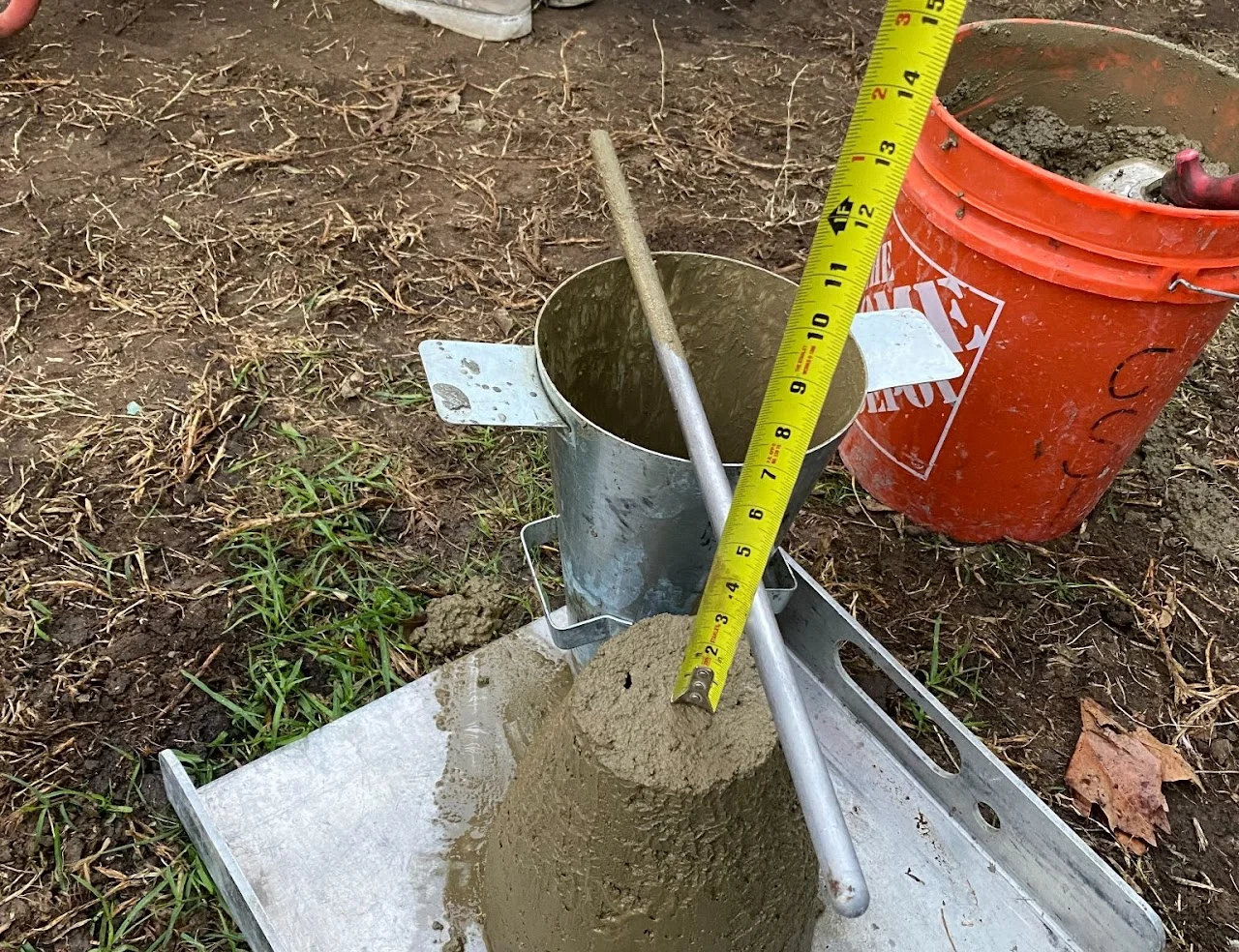 Concrete slump testing performed on site